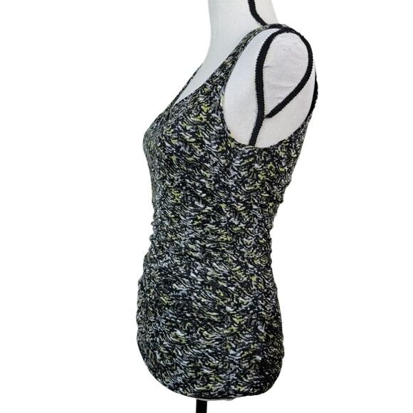 Halogen Ruched Tank Top Womens Sz S Petite Black Yellow Wool‎ Blend Scoop Neck - Picture 3 of 6